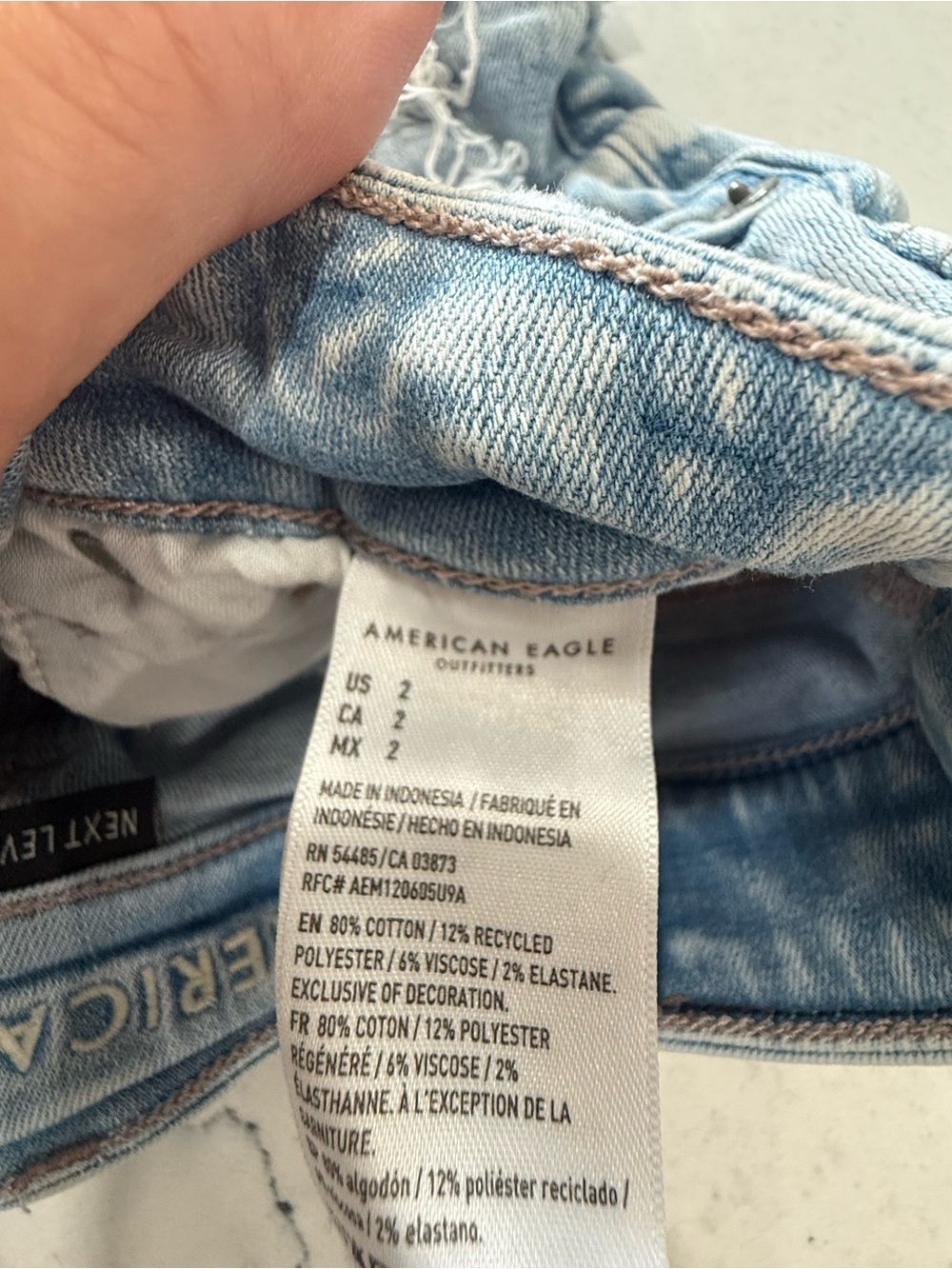 American Eagle Next Level Stretch Denim High Rise Light Wash Distressed Shorts 2 - Picture 5 of 5